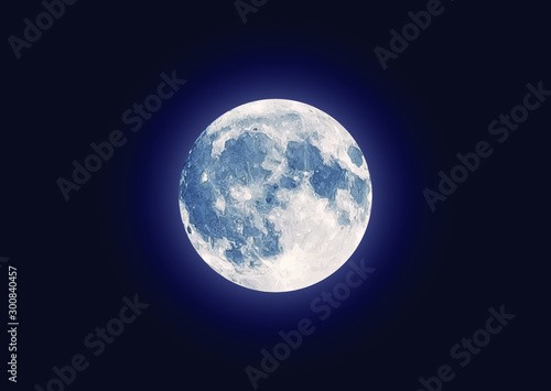 Nighttime full moon. Lunar night. Vector illustration image.