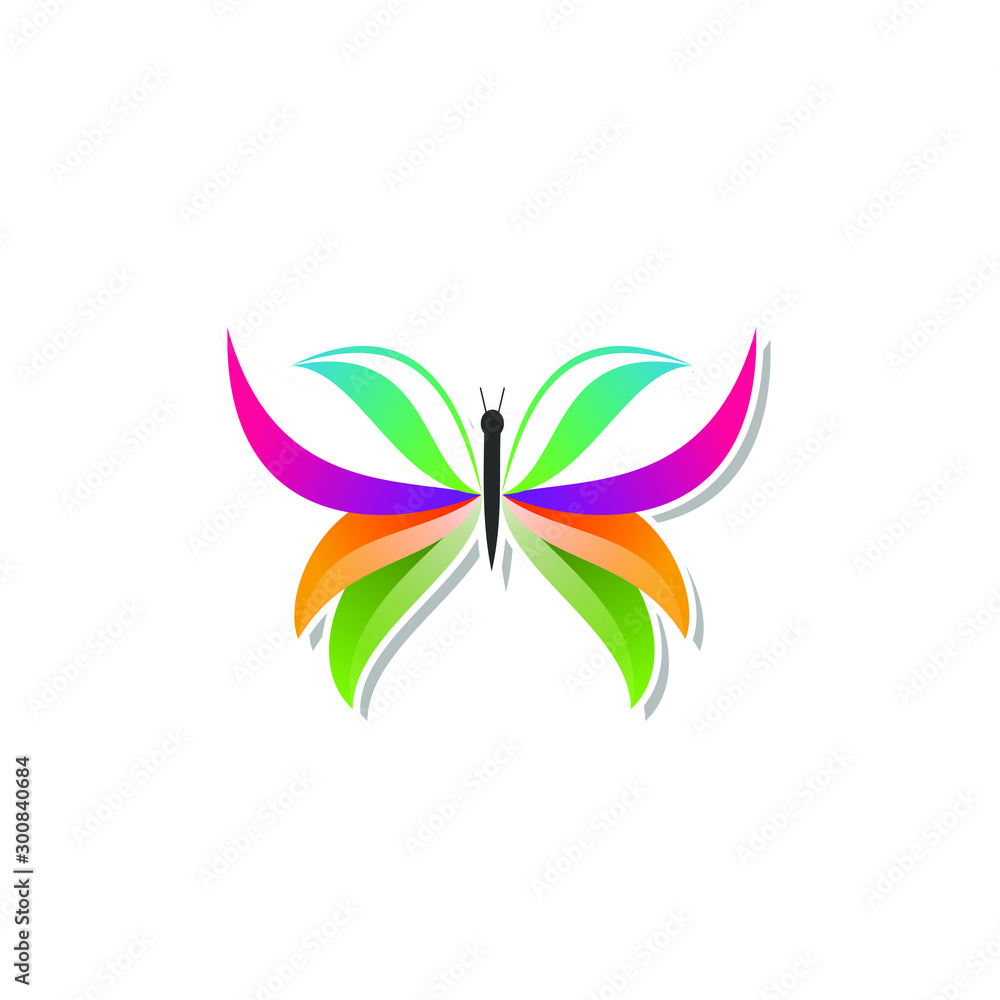 colors butterfly logo design, icon illustration