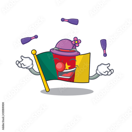 flag cameroon juggling above the table cartoon