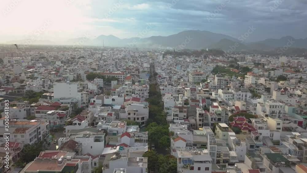 Panorama of Nha Trang from a great height overlooking the sea of mountains and clouds Panorama of Nha Trang from a great height overlooking the sea of mountains and clouds