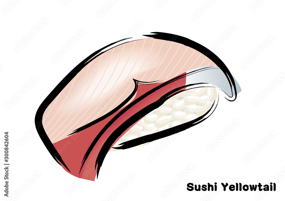 筆タッチ 手描きの寿司 鮨のイラスト ブリ 鰤の握り寿司のイラスト Illustration Of Traditional Japanese Food Nigiri Sushi Stock Vector Adobe Stock 筆タッチ 手描きの寿司 鮨のイラスト ブリ 鰤の握り寿司のイラスト Illustration Of Traditional Japanese Food Nigiri Sushi Stock Vector Adobe Stock