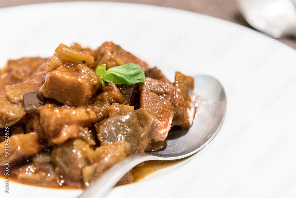 Delicious caponata served in a restaurant in Sicily, Italy Delicious caponata served in a restaurant in Sicily, Italy