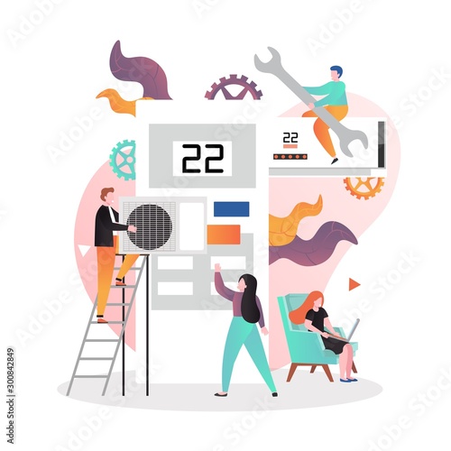 Air conditioning services and maintenance vector concept illustration