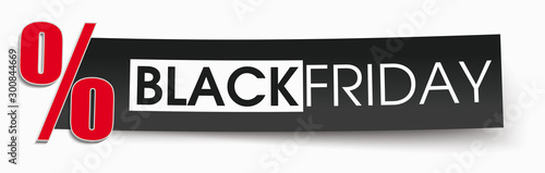 Black Friday Paper Banner Red Percent