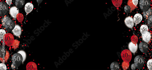 Black Friday Balloon Percents Confetti Header