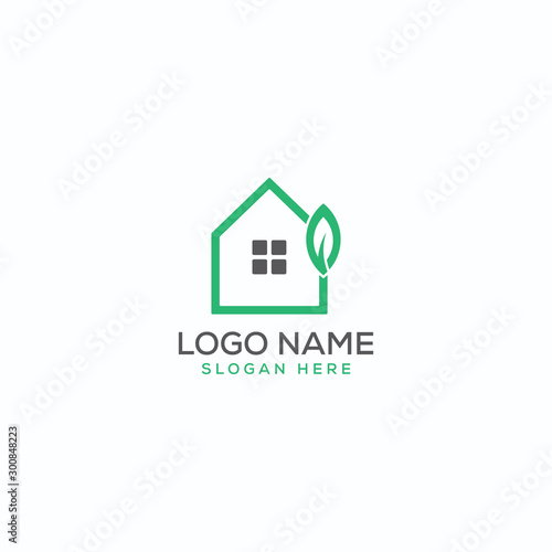 Eco Home logo design template full vector