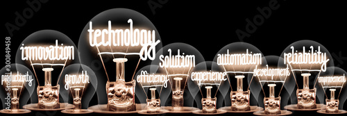 Light Bulbs with Technology and Innovation Concept