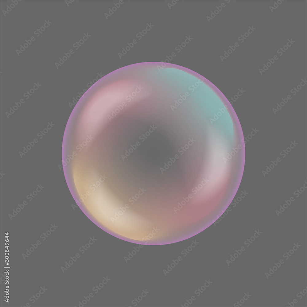 Soap bubble on gray background, vector illustration
