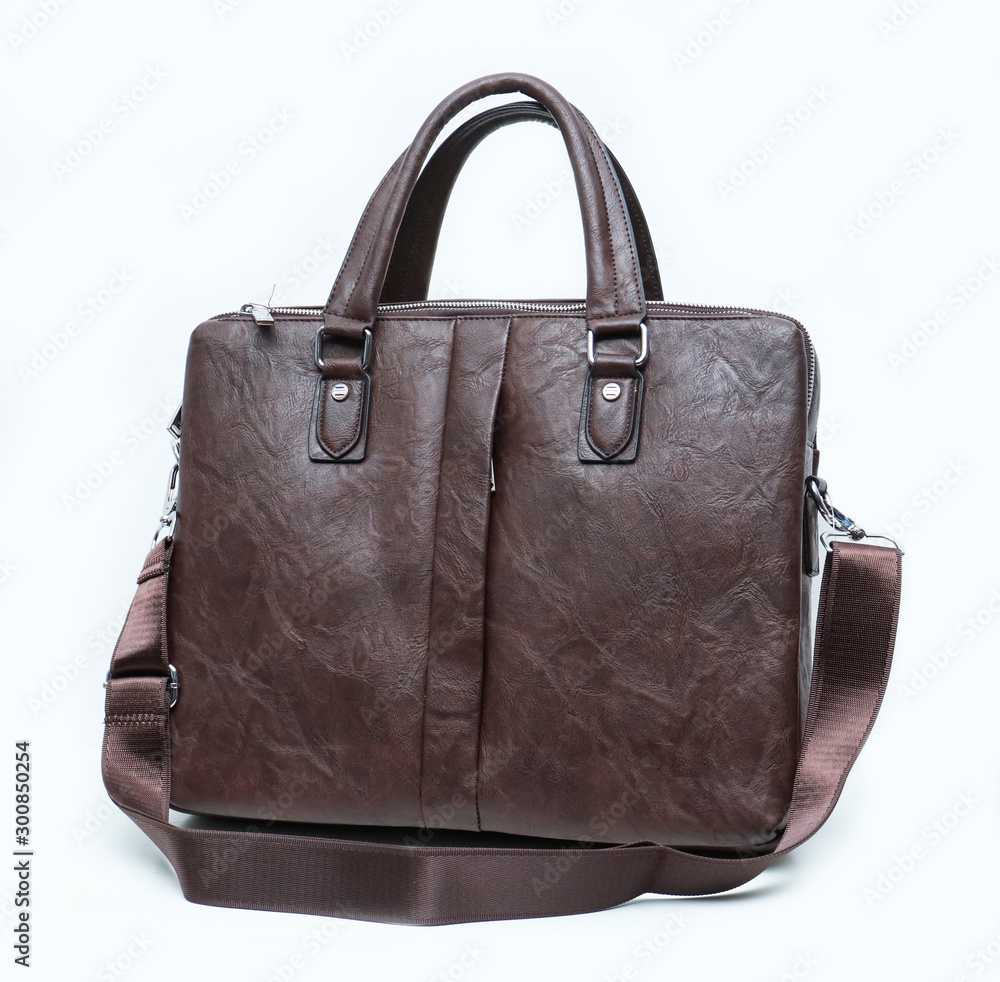 texture brown Leather bag made from high quality leather for executives, isolated on white background texture brown Leather bag made from high quality leather for executives, isolated on white background