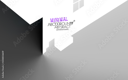Abstract house  isometric contrast minimal white and black background. Concept construction buildings or sale of real estate  light gradient vector. Delicate of muted shade  geometric illustration