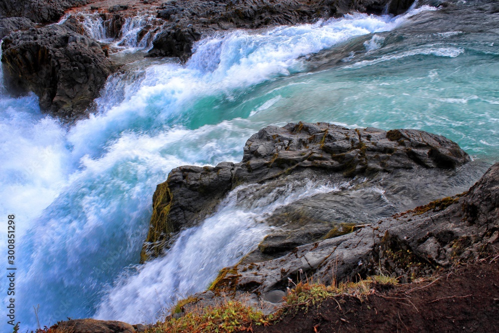 Godafoss waterfall in Iceland with beautiful autumn colors