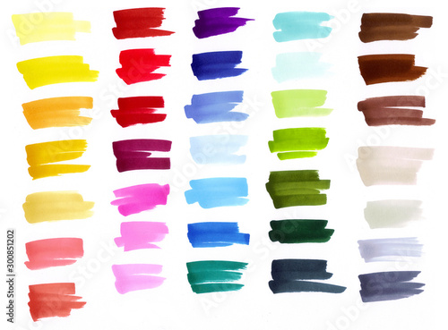 Sketch markers swatches, palette. Colorful spots.Hand drawn.
