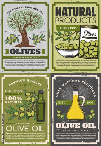 Extra virgin olive oil. Green fruits on branches