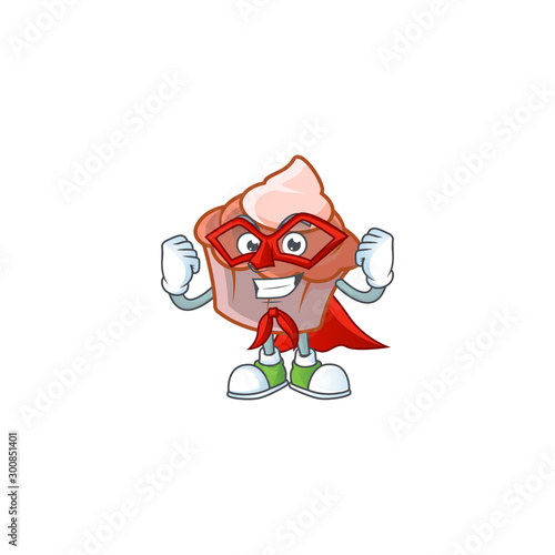 Sweet brioche with cream in super hero mascot