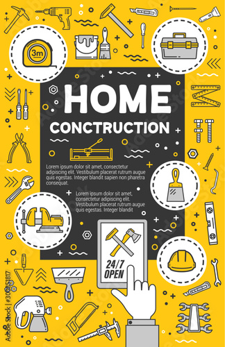 Diy tools thin line design, home repair service