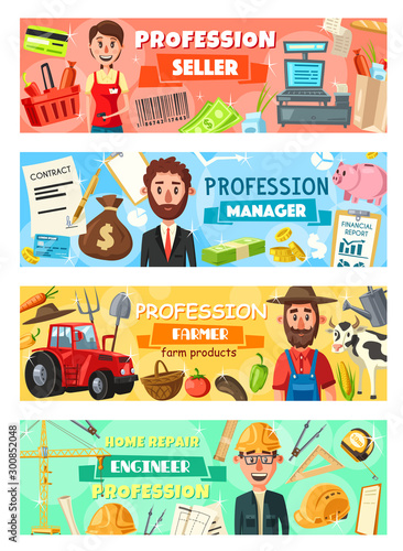 Farmer, seller and engineer. Farmer profession
