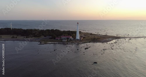 Tahkuna Lighthouse on Hiiuumaa island, Estonia - aerial drone shot photo