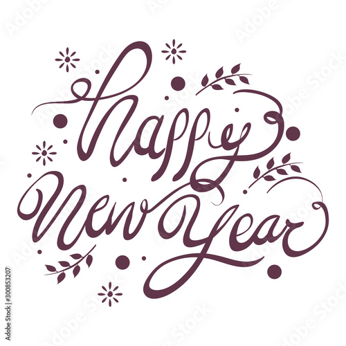 happy new year lettering icon