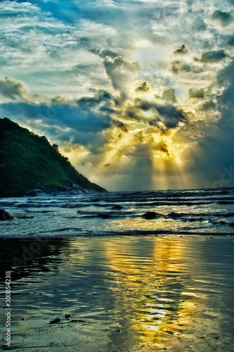 Golden sunset on Kudle beach,Gokarna photo