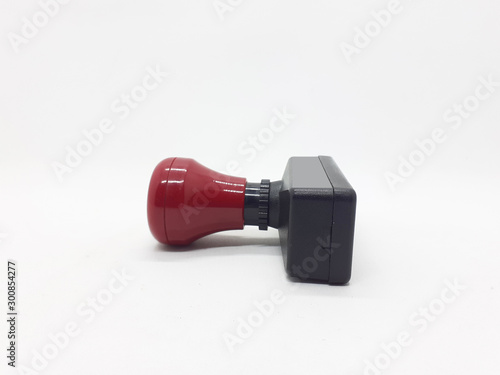 Red Black Color Modern Professional Business Stamp for Office Appliances in White Isolated Background