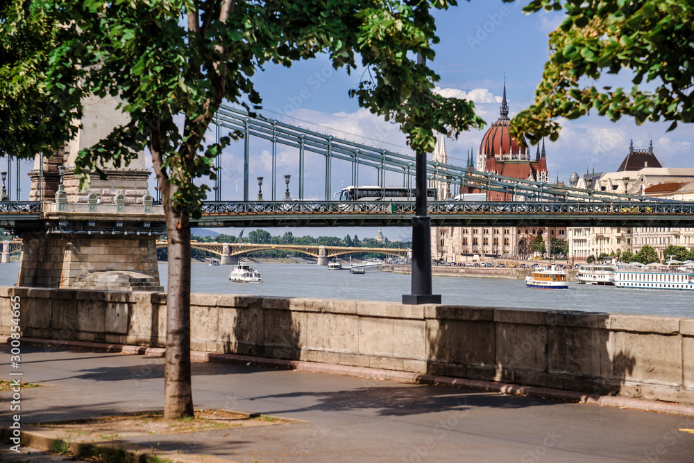 Szechenyi Chain Bridge and Budapest Parliament