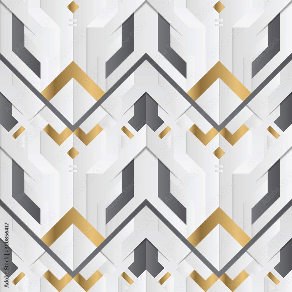 Fototapeta premium Abstract geometric decor stripes white and golden element