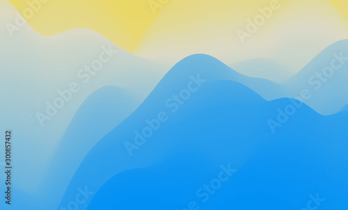 Landscape with mountains and sun. Sunrise. Mountainous terrain. Abstract background. Vector illustration.