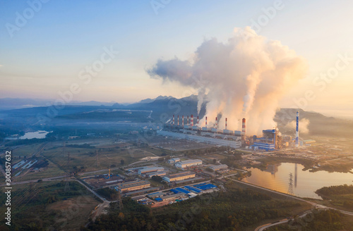 Aerial view of coal-fired power plants.