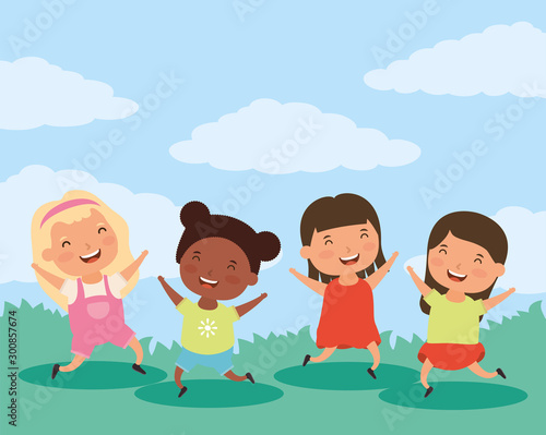 group of little interracial girls characters