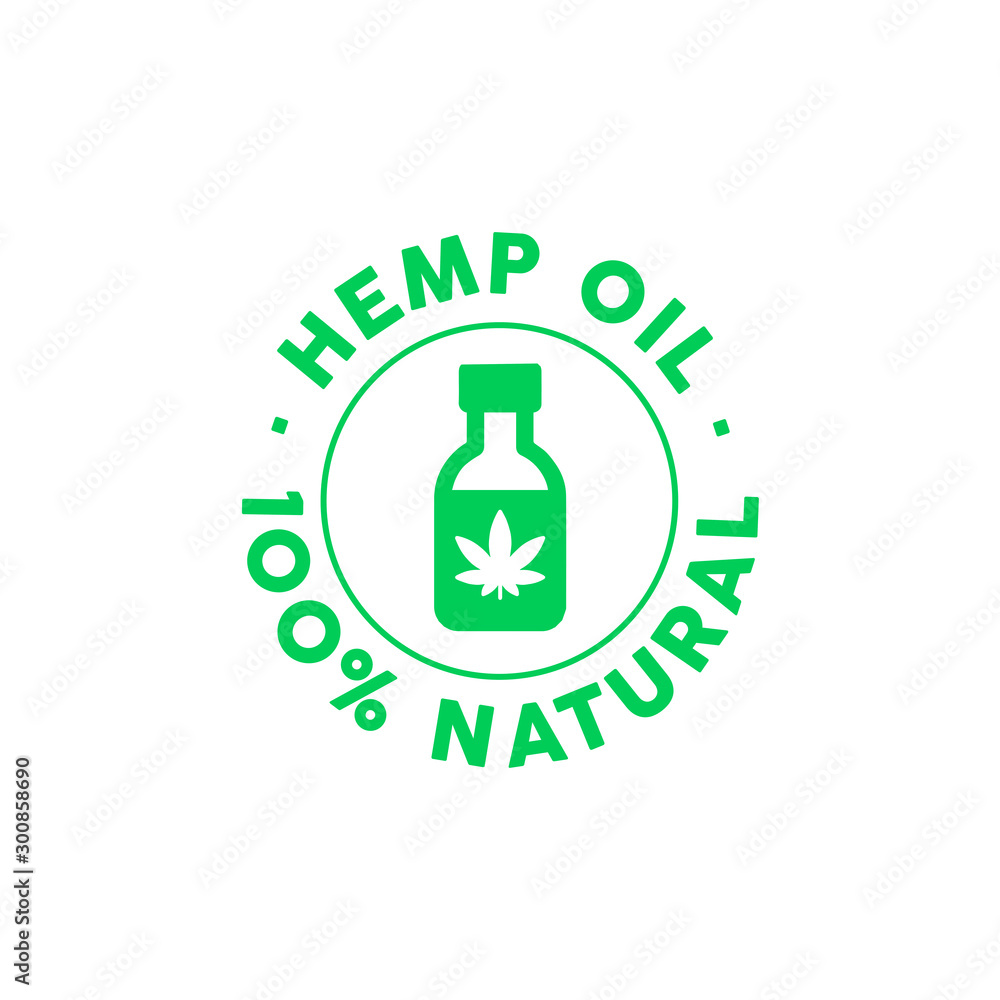 Hemp oil 100% natural vector icon Hemp oil 100% natural vector icon