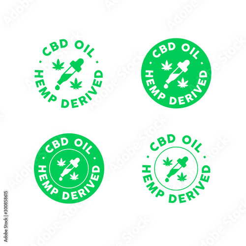 CBD oil Hemp derived vector icon pack