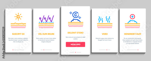 Sunscreen Onboarding Mobile App Page Screen Vector Thin Line. Sun Lotion And Medical Cream, Protection Skin And Human Silhouette, Sunscreen Concept Linear Pictograms. Contour Illustrations