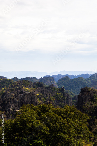 Scenic view of mountain against cloud sky at Bolikhamxay province  Laos