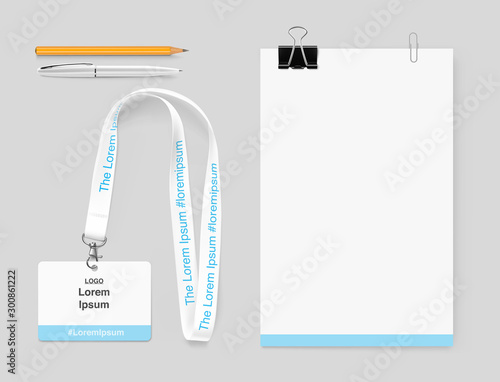 Stationery for brending, business, office. Vector illustration on grey background. Ready  for you design, promotion, advertising and etc.