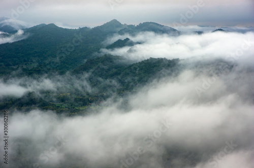 Mountain landscape with fog.