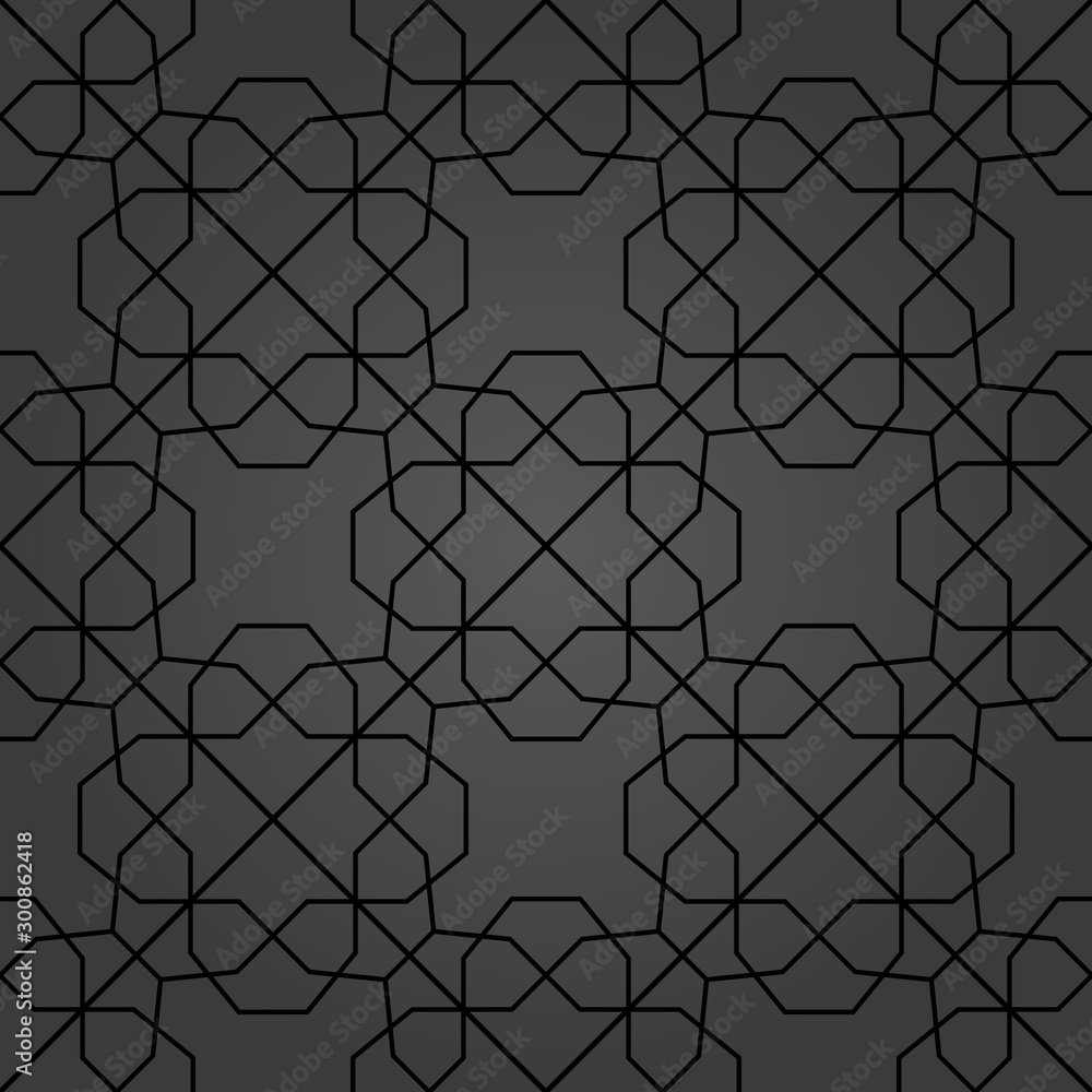 Fototapeta premium Seamless background for your designs. Modern dark ornament. Geometric abstract pattern