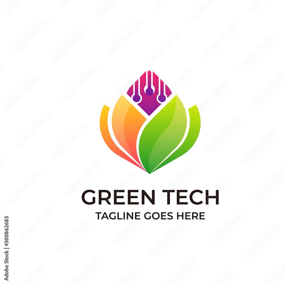 Fototapeta premium Abstract Nature Green Tech Concept Illustration Vector Template,