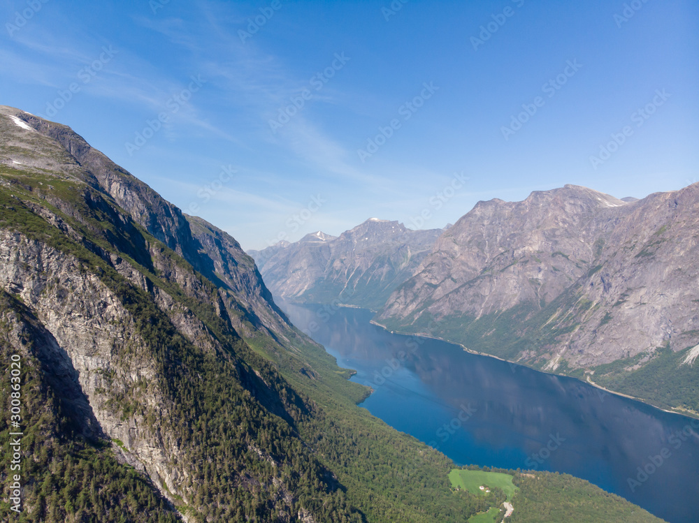 norwegischer Fjord von oben, Aussicht
