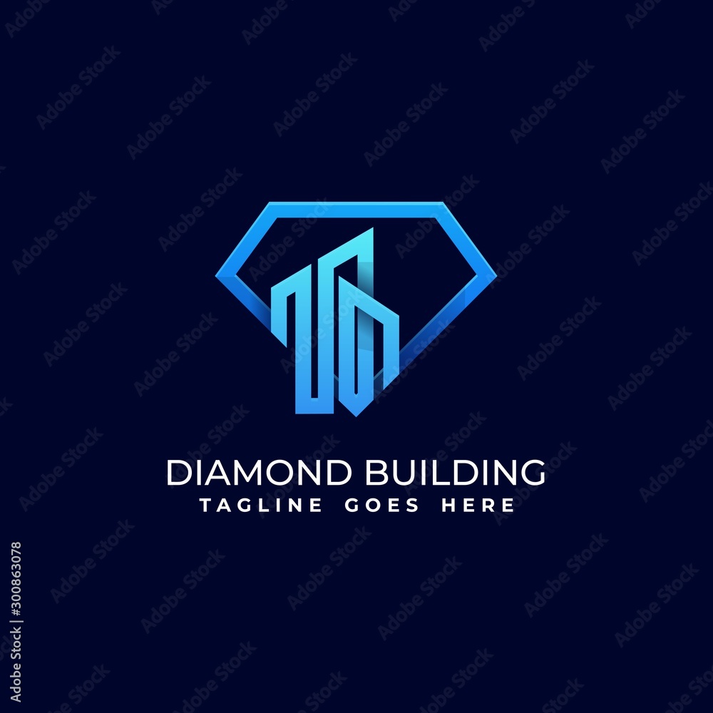 Diamond with Building Vector Template Design Illustration Diamond with Building Vector Template Design Illustration