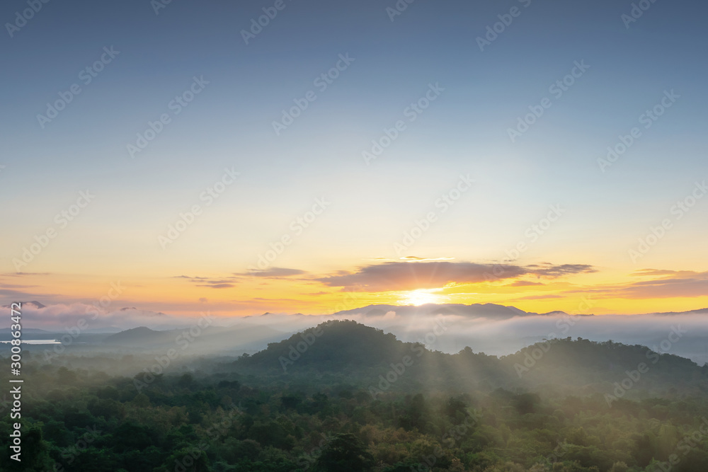 Aerial view, panoramic view of the morning scenery.