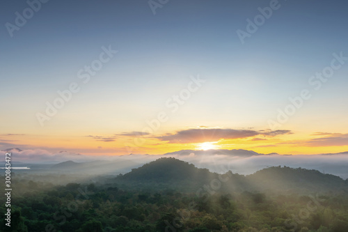 Aerial view, panoramic view of the morning scenery.
