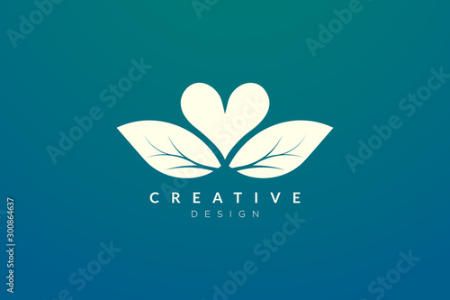 Logo design combined from the shape of a leaf and heart. Simple and modern vector design for business brands in the spa, hotel, beauty, health, fashion, cosmetic, boutique, salon, yoga, therapy