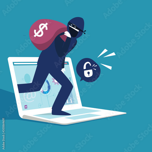 Stolen password. Conceptual illustration, internet banking account attack