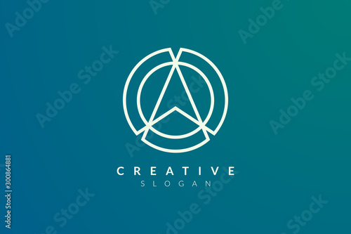 Compass. The logo design is a blend of circles with the direction of the arrow. Minimalist and modern vector illustration design suitable for business and brands