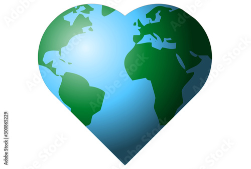 Planeta tierra en forma de corazón.