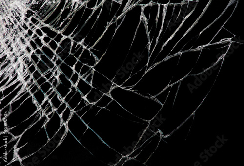 broken glass on black background photo