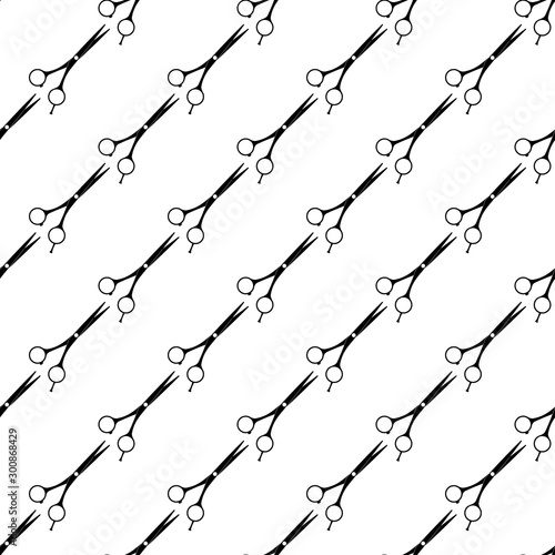 vector seamless background with scissors on white background