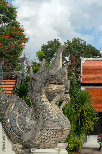 Temple guardians at Wat Chedi Luang, Chiang Mai, Thailand photo