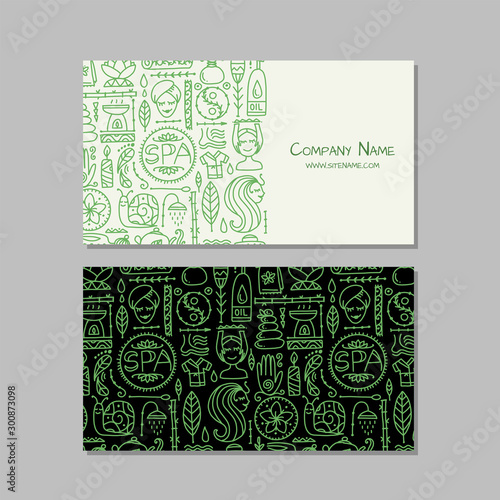 Business card design horizontal. Spa salon background