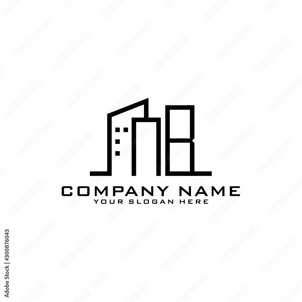 Letter NB With Building For Construction Company Logo Letter NB With Building For Construction Company Logo